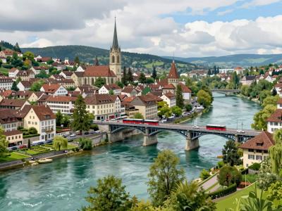 AI-generated illustration of Aare Jump (Aare River, Bern)