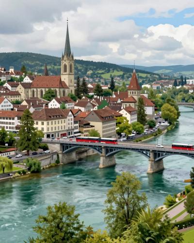 AI-generated illustration of Aare Jump (Aare River, Bern)