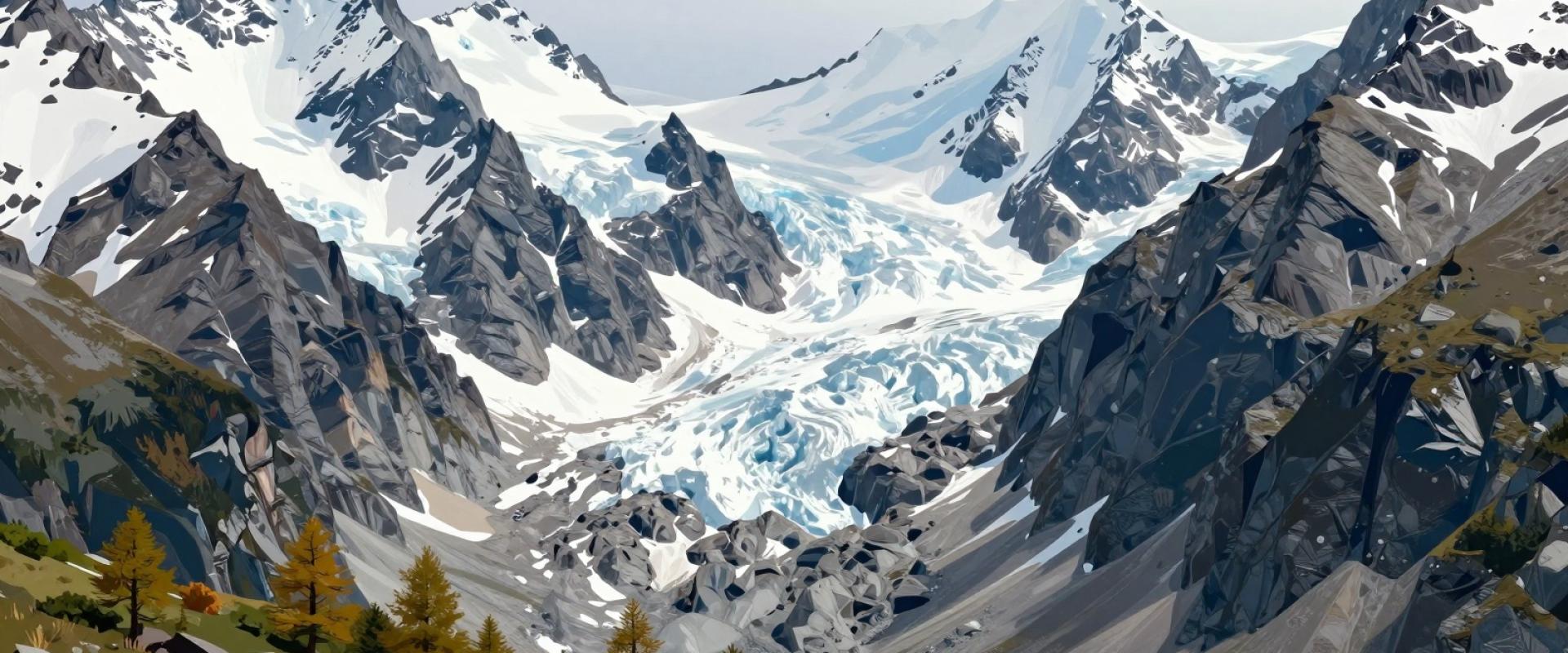 AI-generated illustration of Alps Peaks Surrounding Saas-Fee