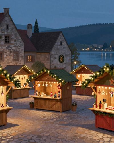 AI-generated illustration of Christkindlmarkt Rapperswil