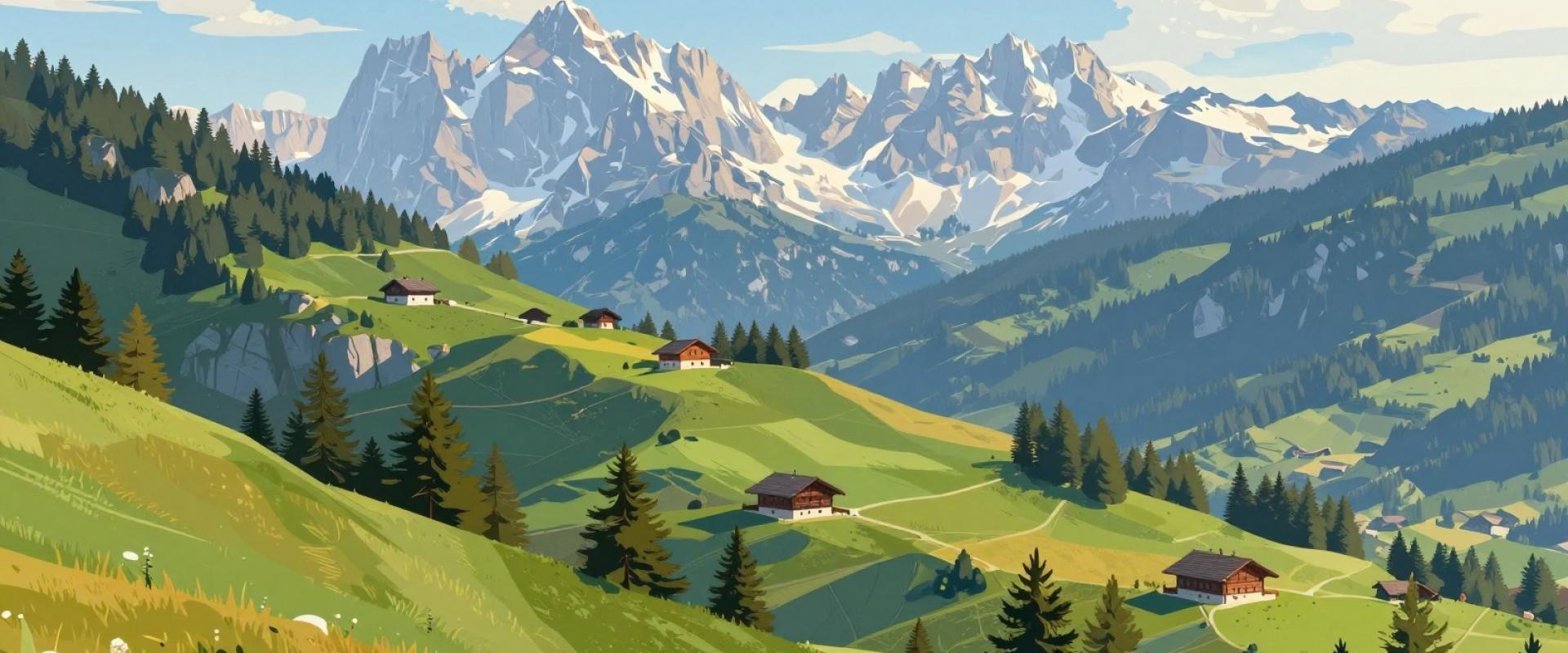 AI-generated illustration of Fribourg Pre-Alps Panorama
