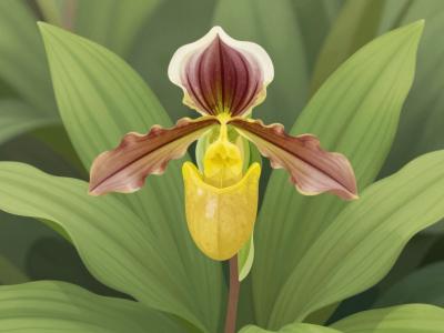 AI-generated illustration of LadySlipper Orchids
