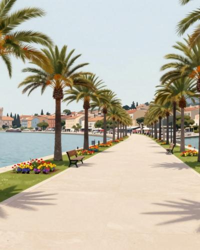 AI-generated illustration of Lake Riviera Promenade In Rapperswil-Jona
