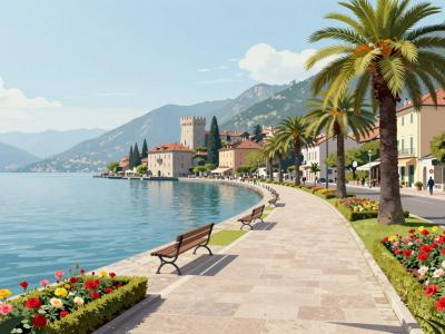 AI-generated illustration of Lakeside Riviera In Rapperswil