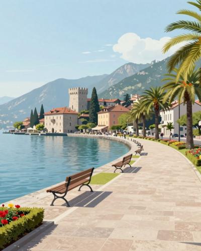 AI-generated illustration of Lakeside Riviera In Rapperswil