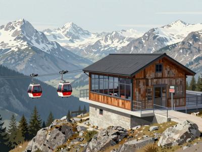 AI-generated illustration of Obergschwend–Ribi Burggeist Cable Car