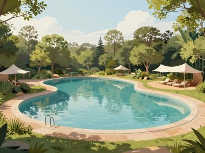 AI-generated illustration of Riehen Natural Swimming Pool