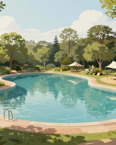 AI-generated illustration of Riehen Natural Swimming Pool