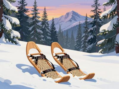 AI-generated illustration of Sunset Snowshoe Tour High Above Montreux