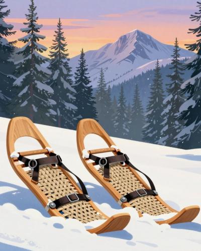 AI-generated illustration of Sunset Snowshoe Tour High Above Montreux