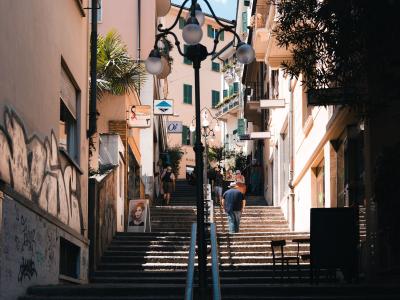Discover a picturesque stairway in Lugano's charming cityscape, perfect for urban exploration.