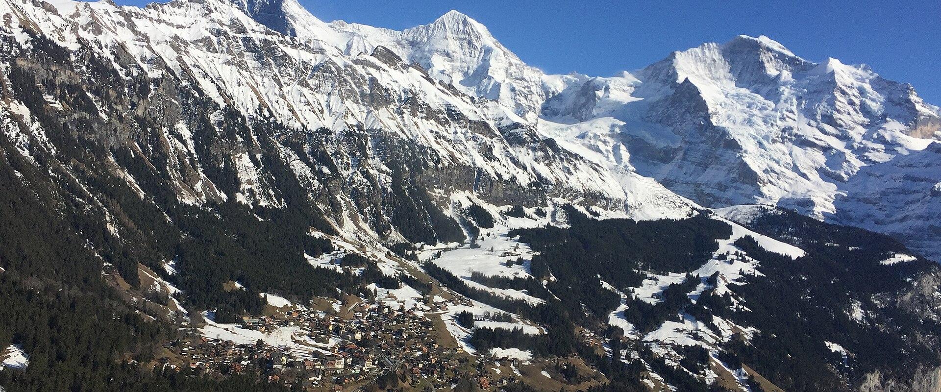 The village of Wengen below the Eiger, Mönch and Jungfrau