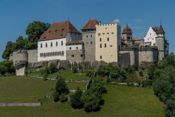 Lenzburg Castle on its hilltop in the canton of Aargau