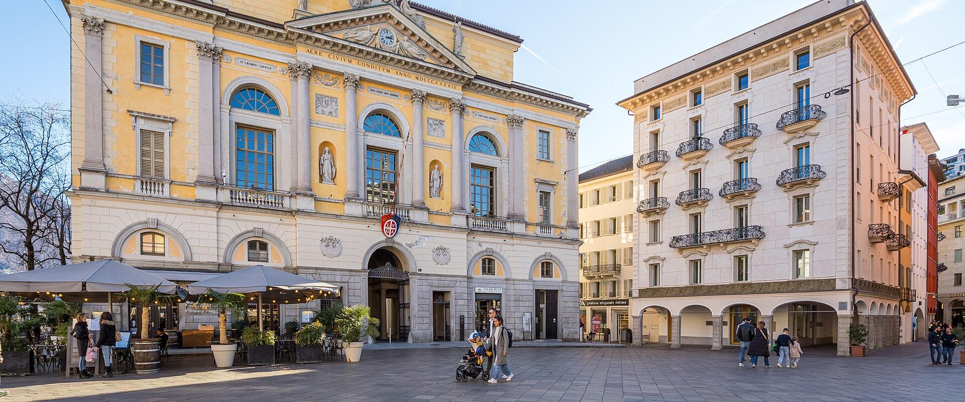 Piazza della Riforma and the Palazzo Civico in Lugano