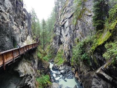 The wooden walkway through the Gorner Gorge near Zermatt