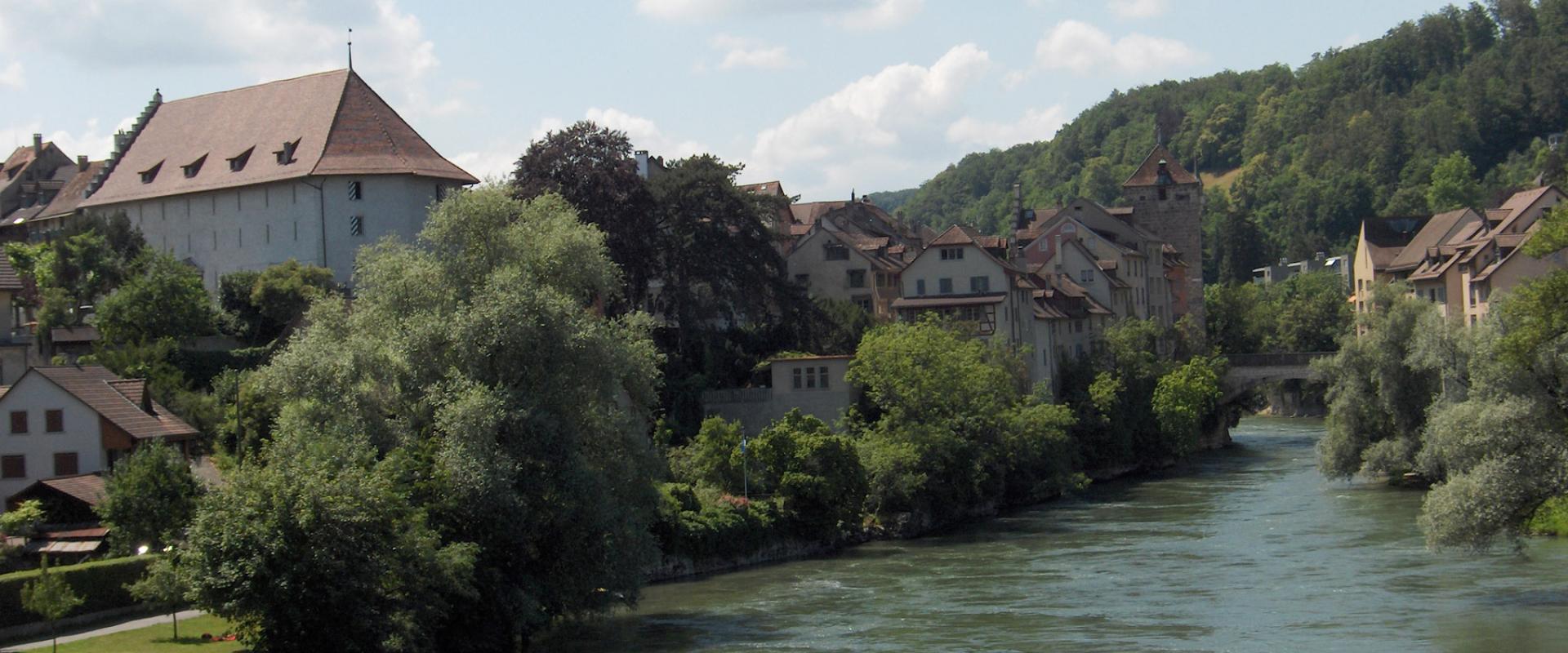 The old town of Brugg along the river Aare
