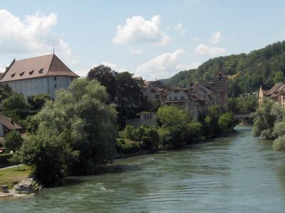 The old town of Brugg along the river Aare