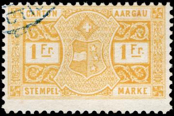 Switzerland Aargau 1886 revenue 1Fr - 4B