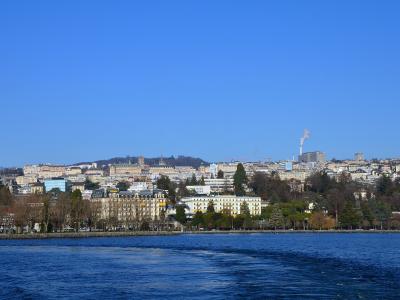 Lausanne spread across its hillside, seen from Lake Geneva