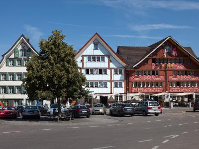 Painted houses around the Landsgemeindeplatz in Appenzell