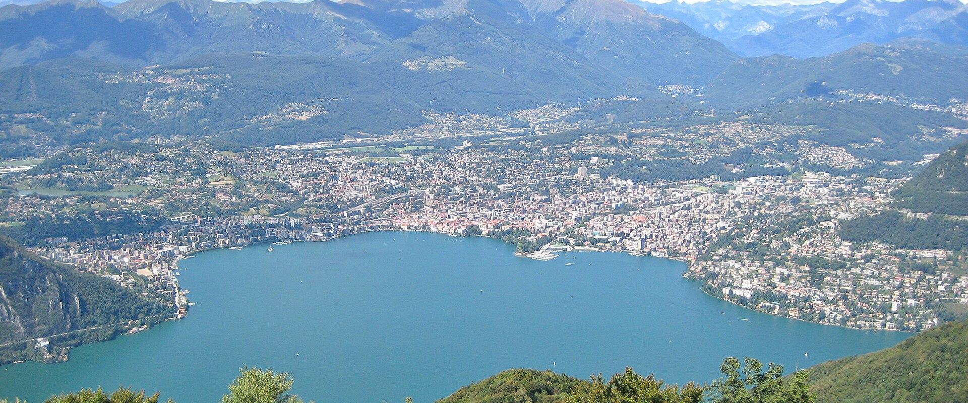 Lugano and its lake seen from Monte Sighignola