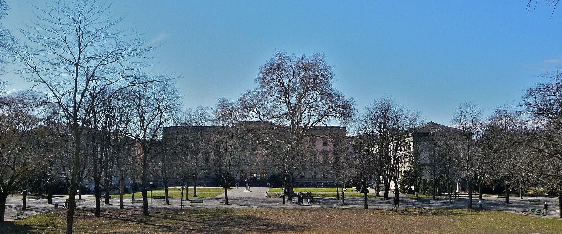 Lawns and plane trees of the Parc des Bastions in Geneva
