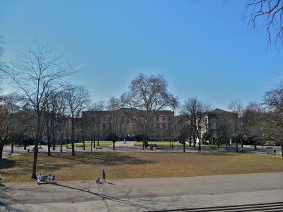 Lawns and plane trees of the Parc des Bastions in Geneva