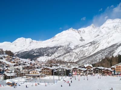 Saas-Fee village below the glaciers of the Mischabel range
