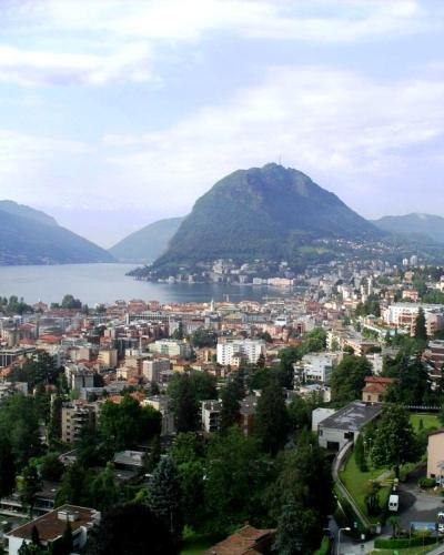 Lugano (Ticino) View on Lake Lugano and Monte San Salvatore