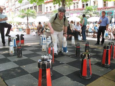 The giant chess boards on Bärenplatz, Bern