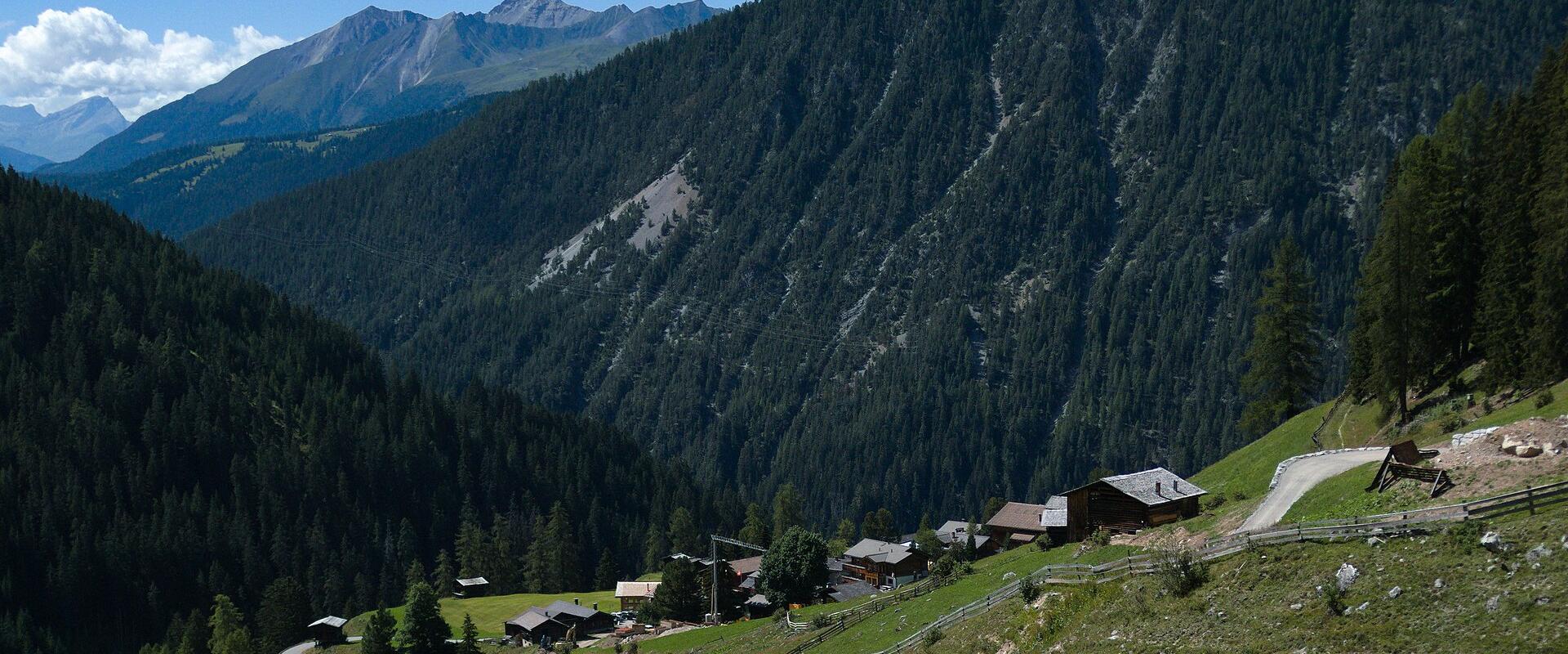 The Walser village of Monstein in its valley above Davos
