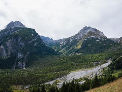 The Derborence valley with its rockfall plain and surrounding peaks