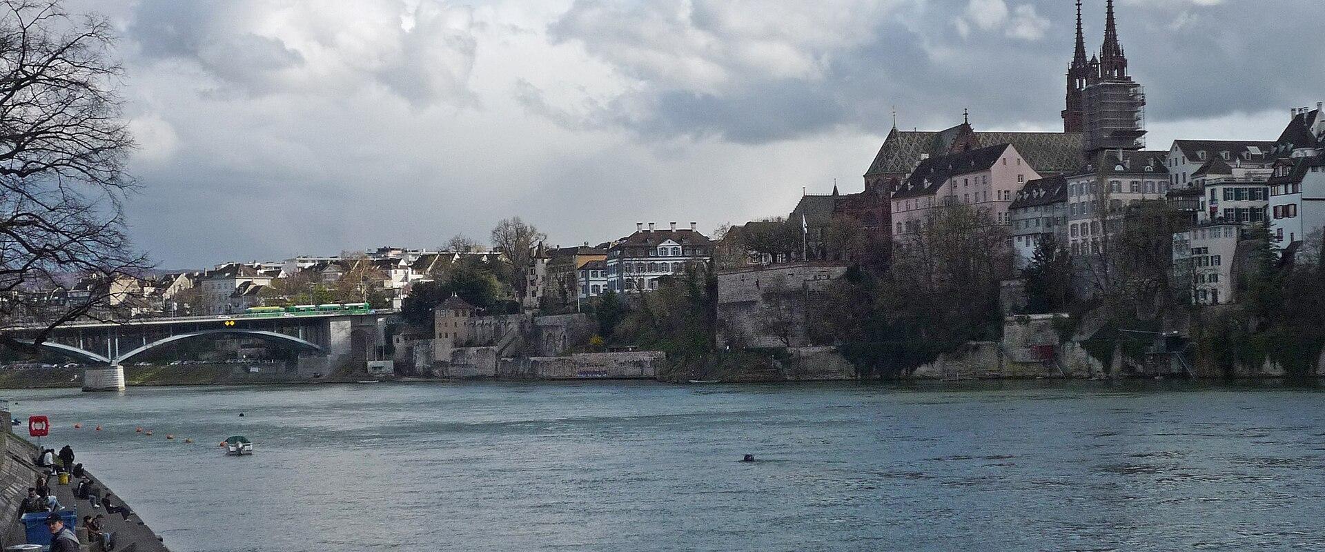 Basel Minster above the Rhine and the old town of Grossbasel