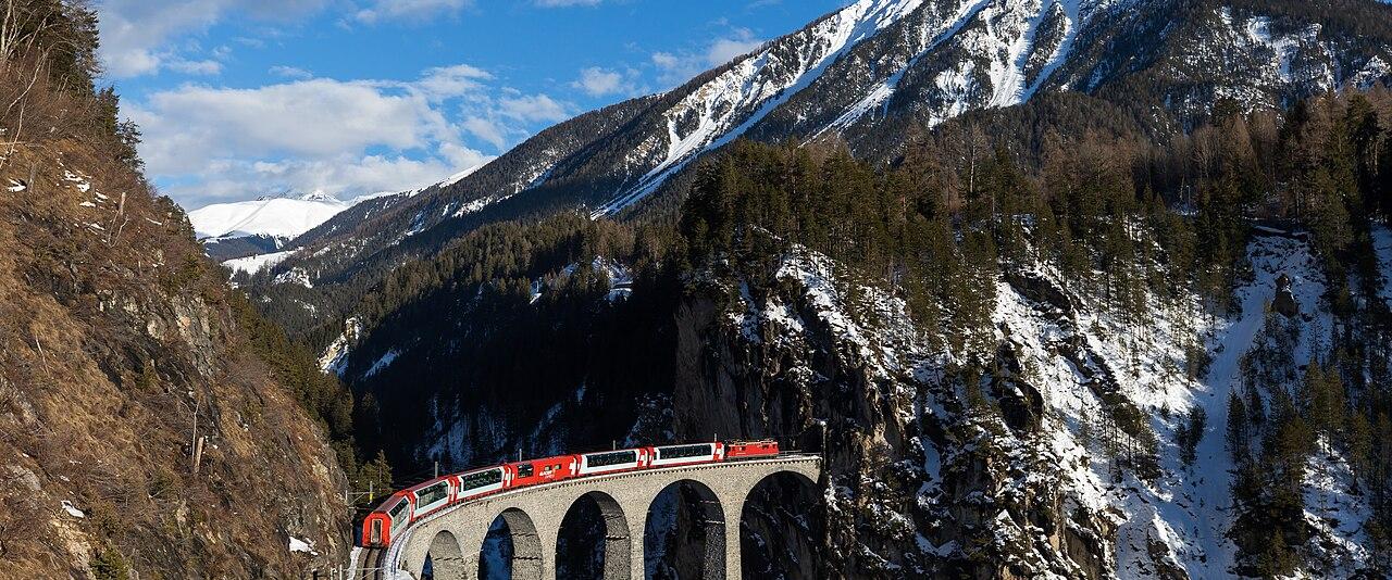 The Glacier Express crossing the Landwasser Viaduct