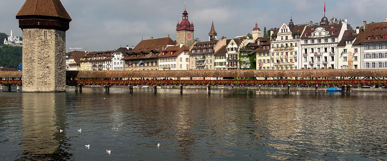 Chapel Bridge and the Water Tower in Lucerne's old town