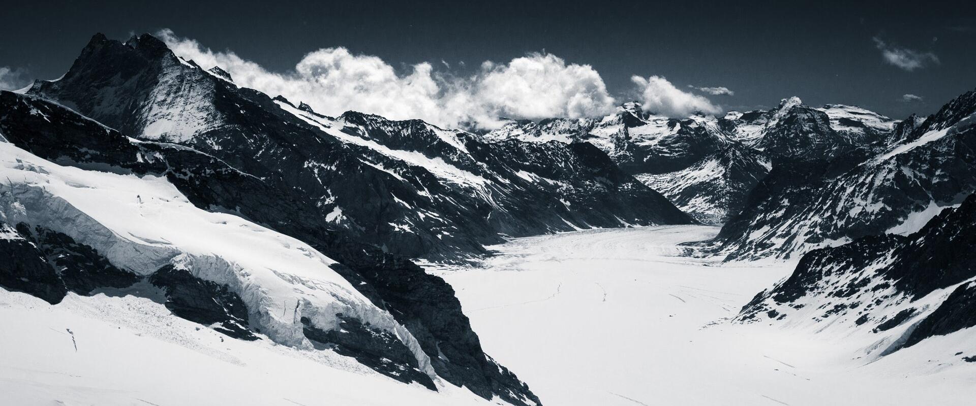 The Aletsch Glacier and surrounding peaks seen from the Jungfraujoch
