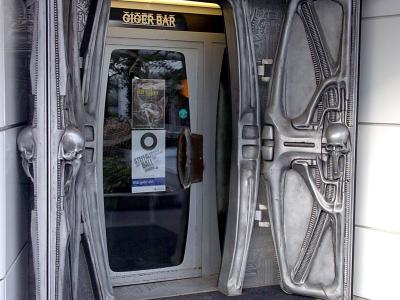 The biomechanical H.R. Giger-designed entrance of the Giger Bar in Chur