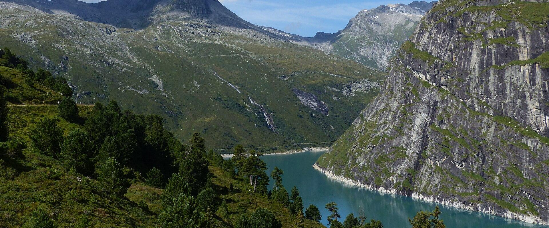 The Zervreilasee reservoir beneath the Zervreilahorn above Vals