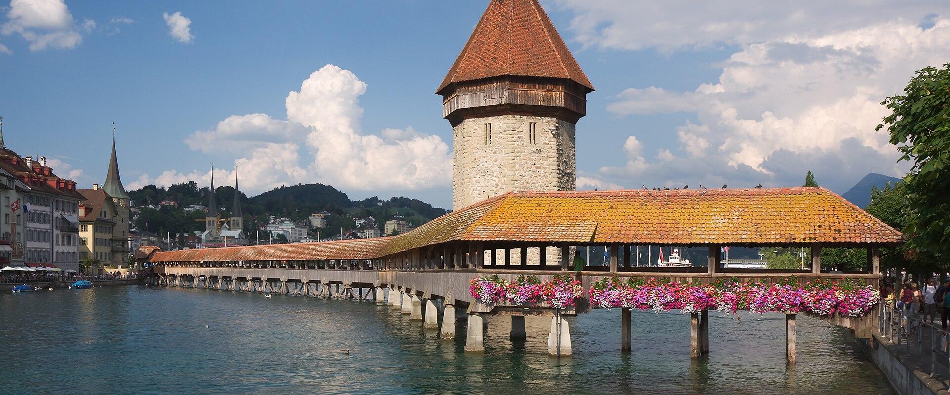 The Chapel Bridge (Kapellbrücke) and Water Tower in Lucerne