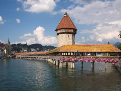 The Chapel Bridge (Kapellbrücke) and Water Tower in Lucerne