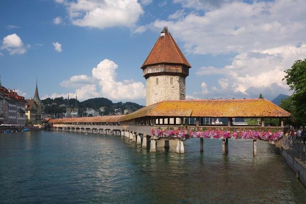 The Chapel Bridge (Kapellbrücke) and Water Tower in Lucerne