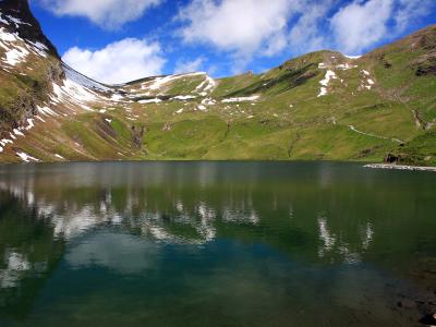 Bachalpsee mountain lake above Grindelwald reflecting the surrounding peaks