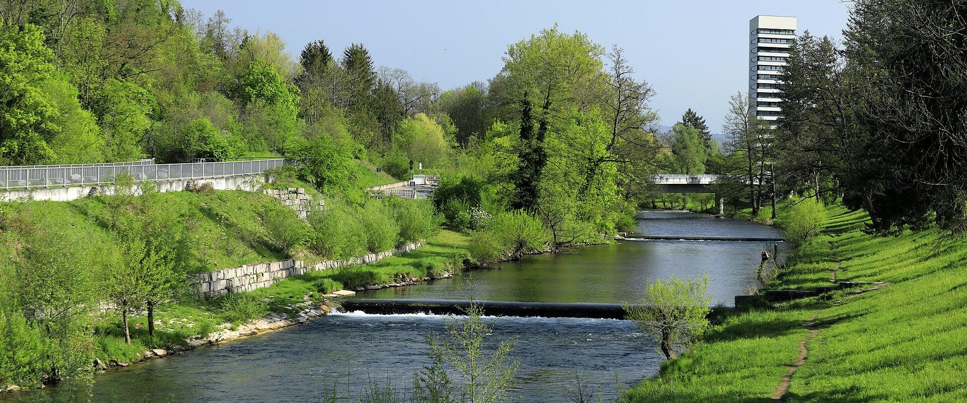The Wiese river flowing through Riehen