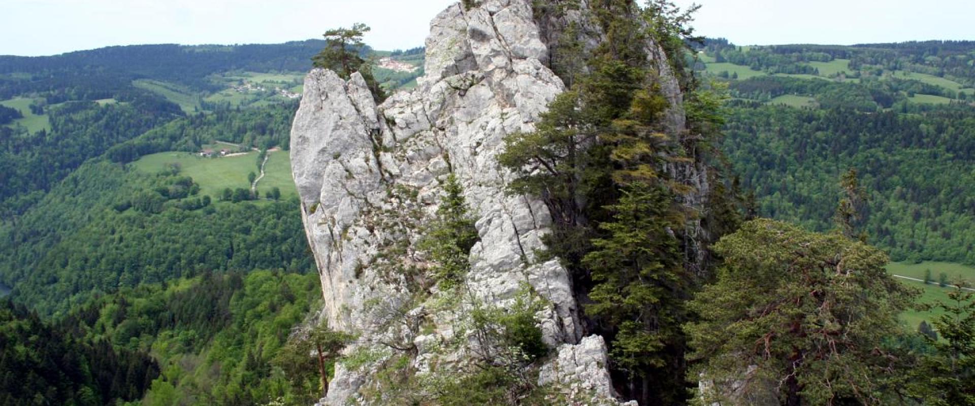 A limestone pinnacle on the Arête des Sommêtres in the Jura