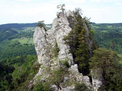 A limestone pinnacle on the Arête des Sommêtres in the Jura