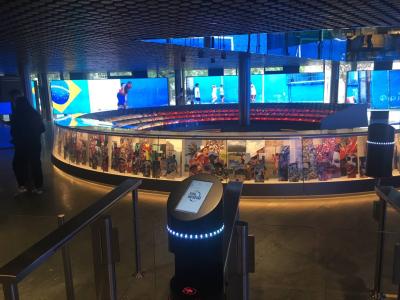 The central exhibition hall of the FIFA World Football Museum, Zürich