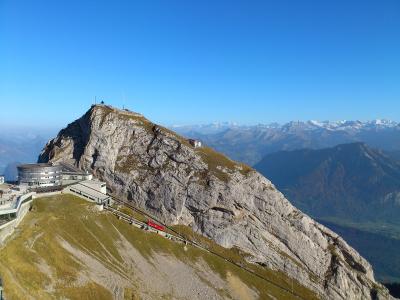 Pilatus Kulm summit station on the rocky ridge of Mount Pilatus