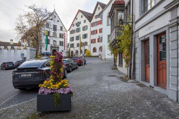 Münstergasse Ecke Beckenstube mit Regierungsgebäuden, Schaffhausen